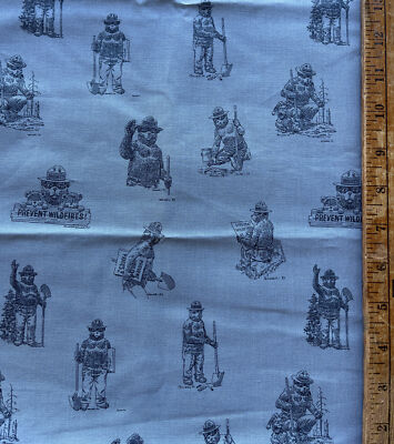 SMOKEY THE BEAR Cotton Quilt fabric BTFQ 2019 Riley Blake Blue Fire Prevention