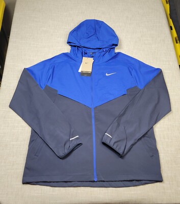 NIKE Windrunner Jacket Medium Mens Blue Game Royal UPF 40+ Repel Full Zip Hooded