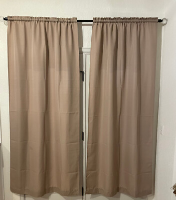 Mainstays 38''x84'' Taupe Textured Panels 1.5'' Rod Pocket Machine Washable