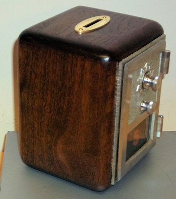 Walnut Post Office Box Door Bank-1964 Nickel Plated Grecian