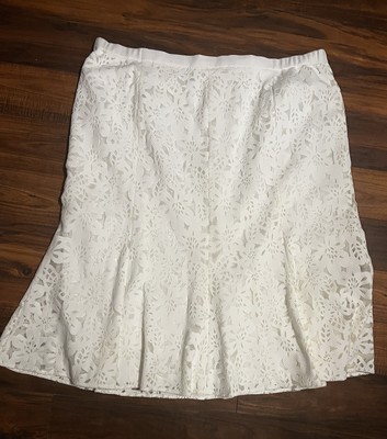 Gorgeous Plus Size 24w White Lace Layered Midi Skirt 