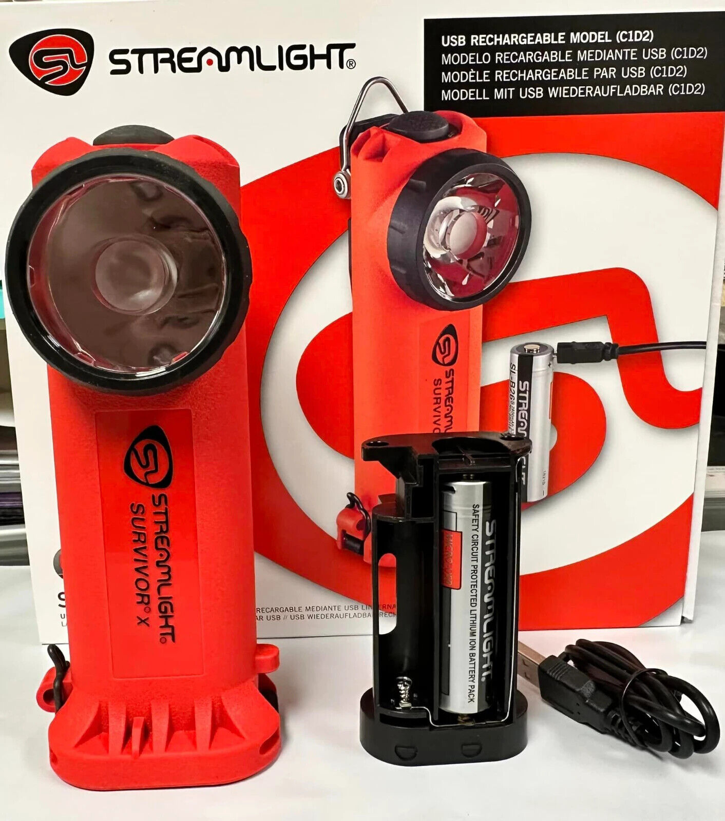 Streamlight 90044 Orange Survivor X USB Right Angled Fire Streamlight 90044 Orange Survivor X USB Right Angled Fire