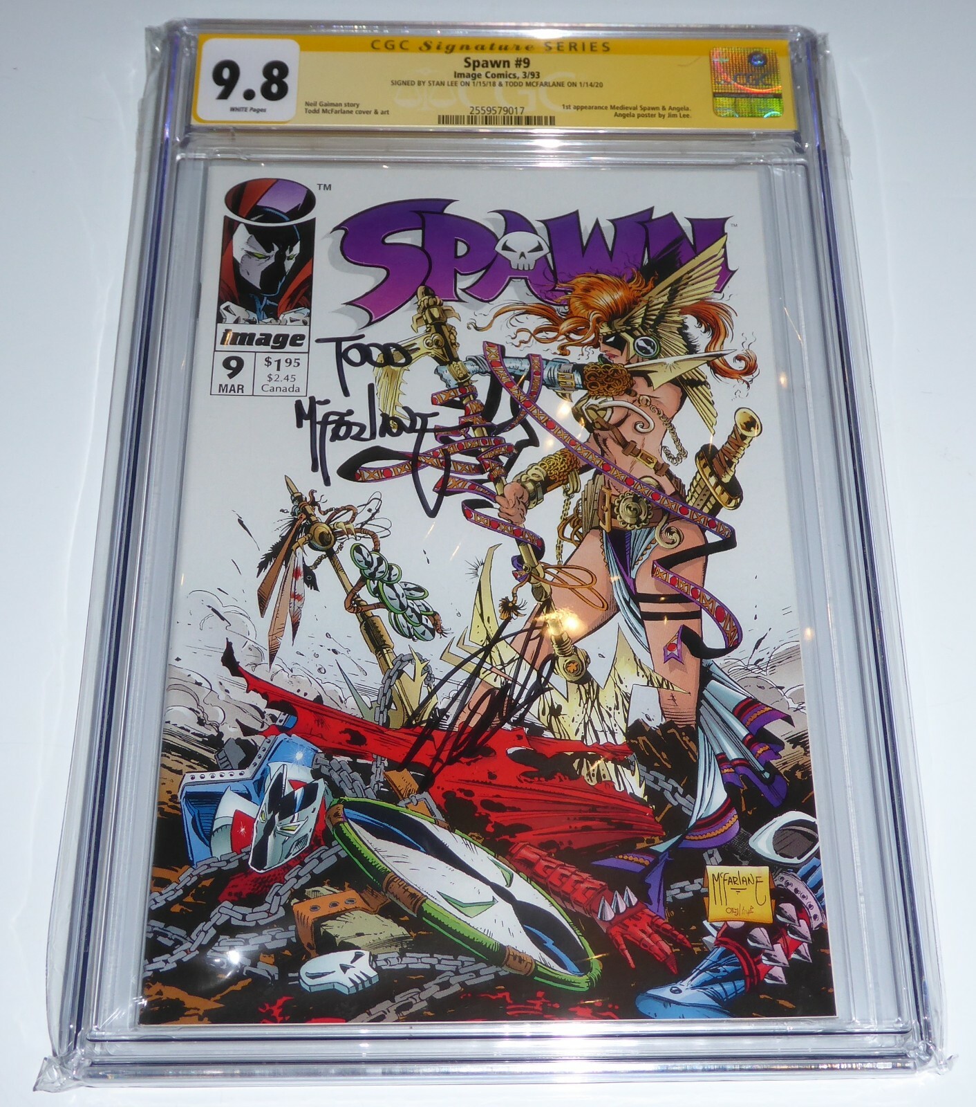 Spawn #9 CGC SS Dual Signature Autograph MCFARLANE STAN LEE 1st Medieval 9.8 🔥