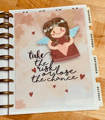 ''Take the risk or lose the chance'' 2-Sided Dashboard for use with Happy Planner