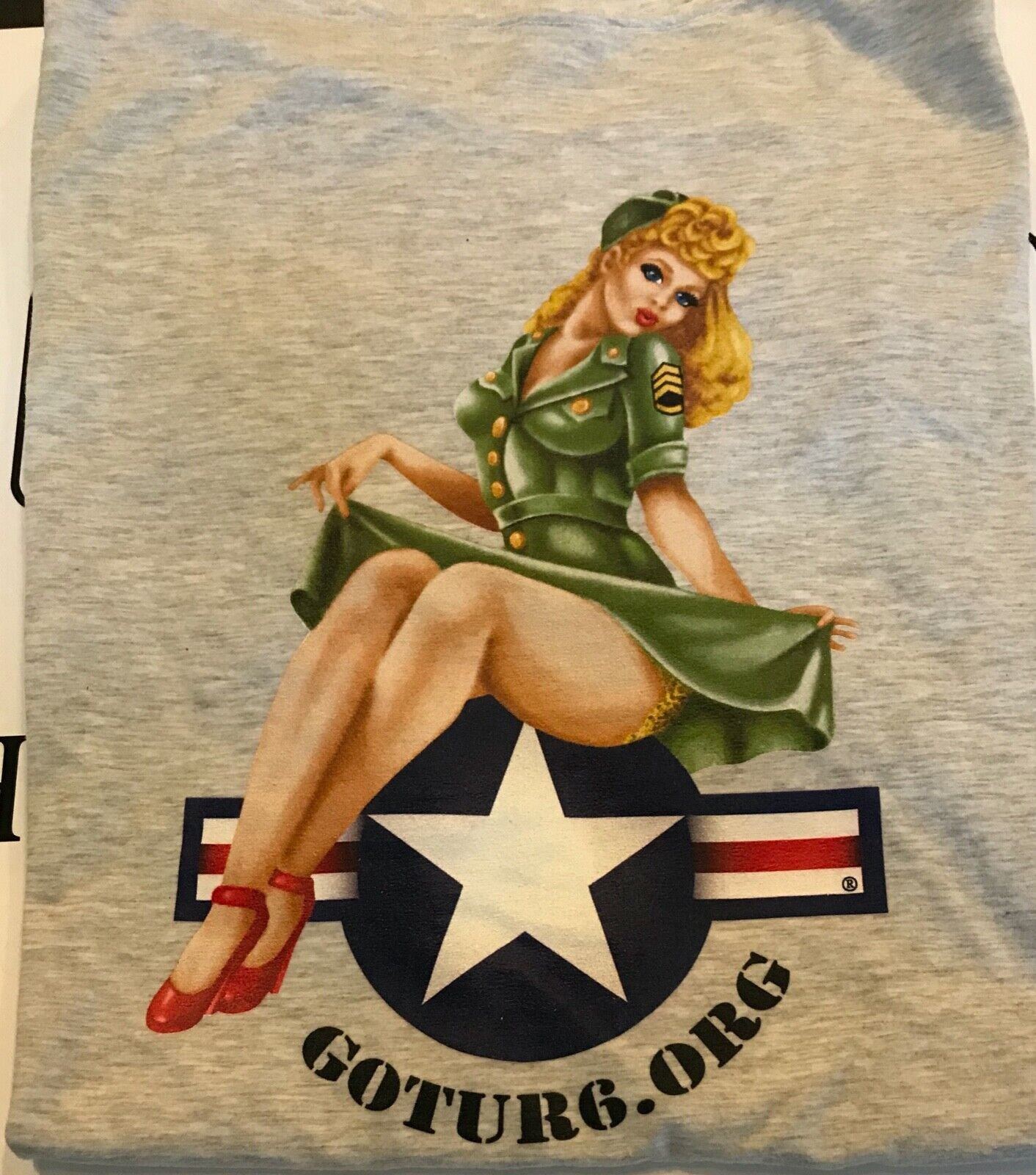 Vintage Blonde Pinup Girl T-shirt. WWII Bomber Style Pinup Vintage Blonde Pinup Girl T-shirt. WWII Bomber Style Pinup