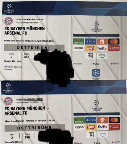 2x Tickets FC Bayern vs.  Arsenal London CL
