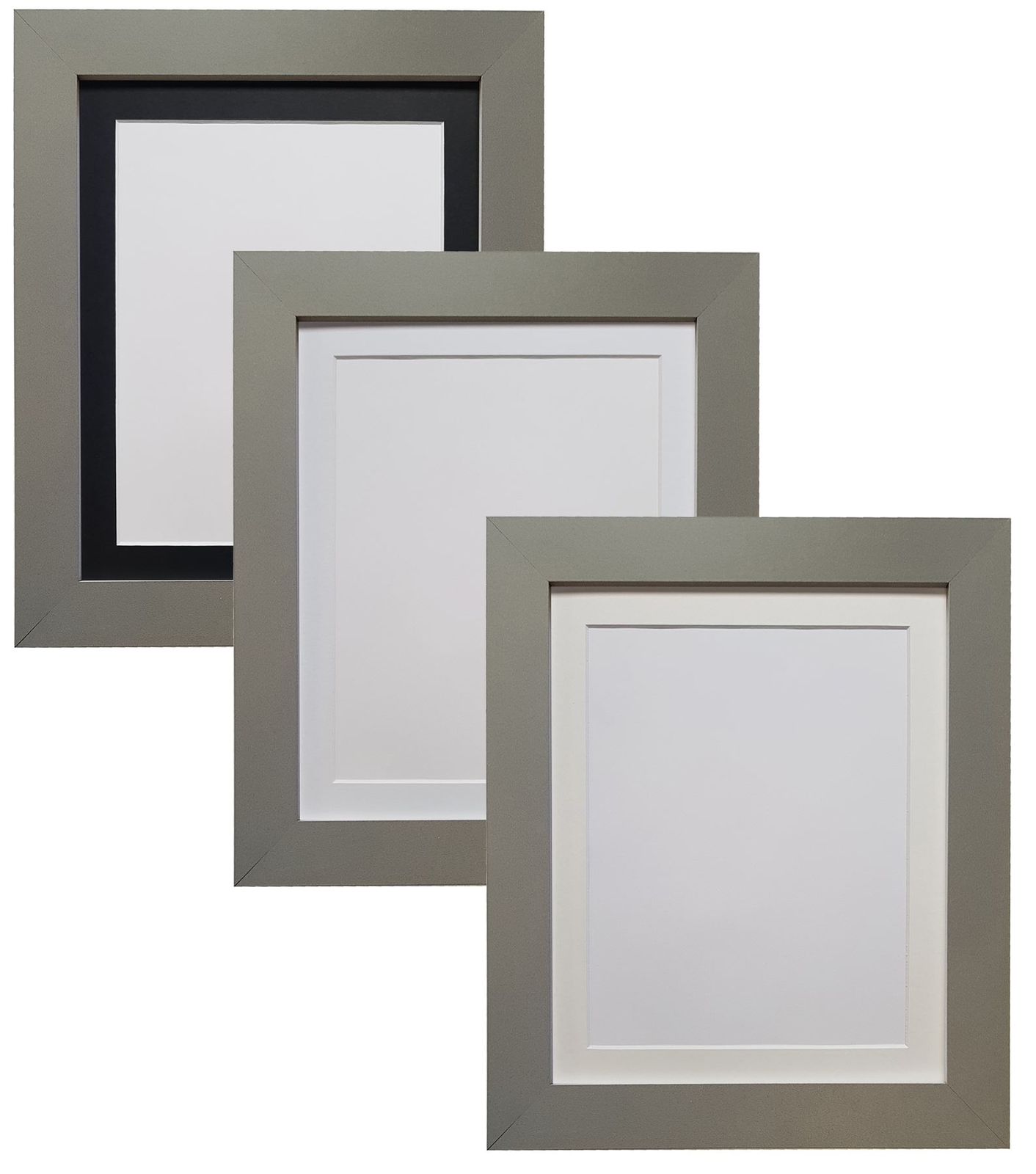 Metro Dark Grey Picture Photo Frame with Black White or Ivory Mount