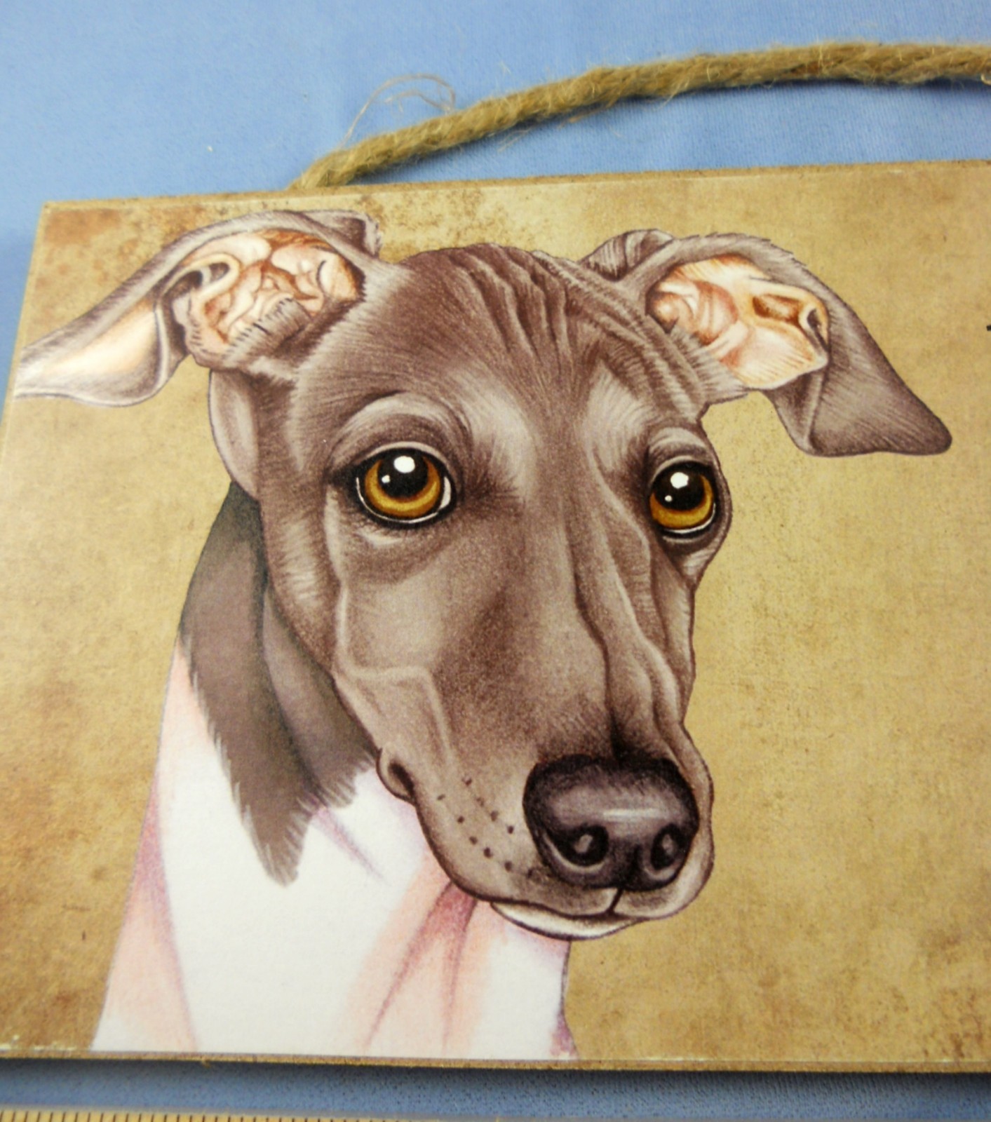 ITALIAN GREYHOUND Wooden Sign by Love & Laughter Indoor Décor Sisal Rope Hanger