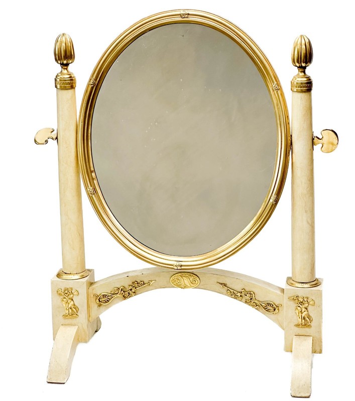 Vienna Austria .812 Gilt Silver and Wood Vanity Mirror circa