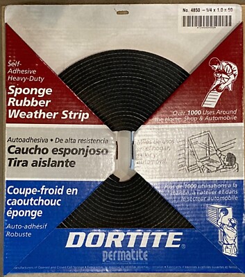 Dortite 4850 Sponge Rubber Weather Strip, 1 in x 1/4 in x 50 ft