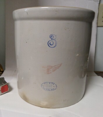 RED WING 3 GALLON SMALL WING CROCK ~ RED WING POTTERY INC