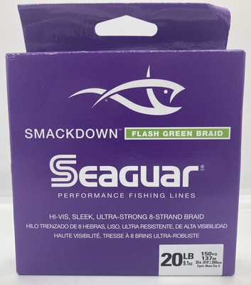 Seaguar Smackdown 8 Strand Braid 150yd 20lbs Tested.010 Flash Green 20SDFG150