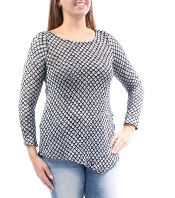 

BAR III Женский черный свитер с асимметричным подолом и длинным рукавом с круглым вырезом Размер