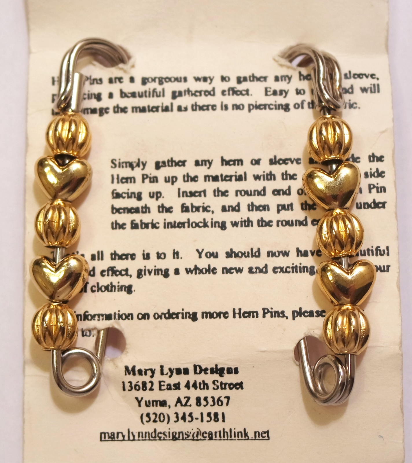 REMOVABLE TEMPORARY HEM PINS - No Piercing or Sewing Gold Tone Mary Lynn Designs