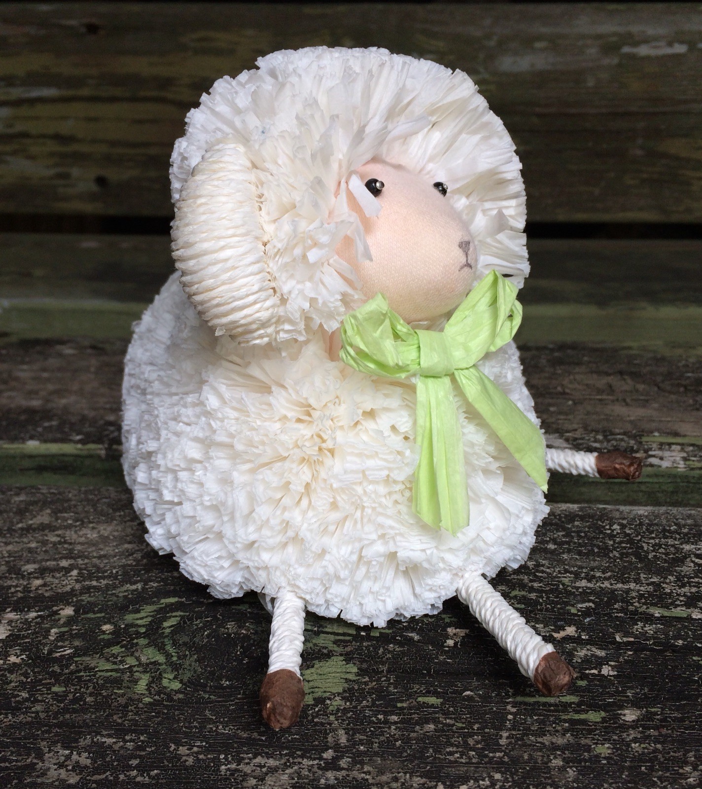 decorative sitting sheep lamb easter decor made from tissue paper styrofoam