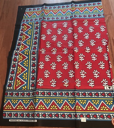 African Cotton Wrap Kanga Leso Sarong Size 42x124” Red White Yellow Blue Black