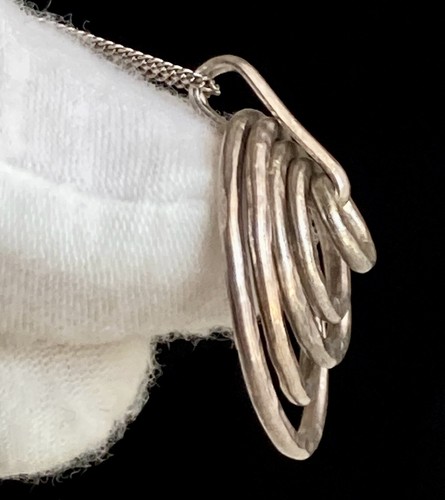 Sterling Silver Solid Round Pendant Curb Chain 18” Necklace Vintage 925 Signed