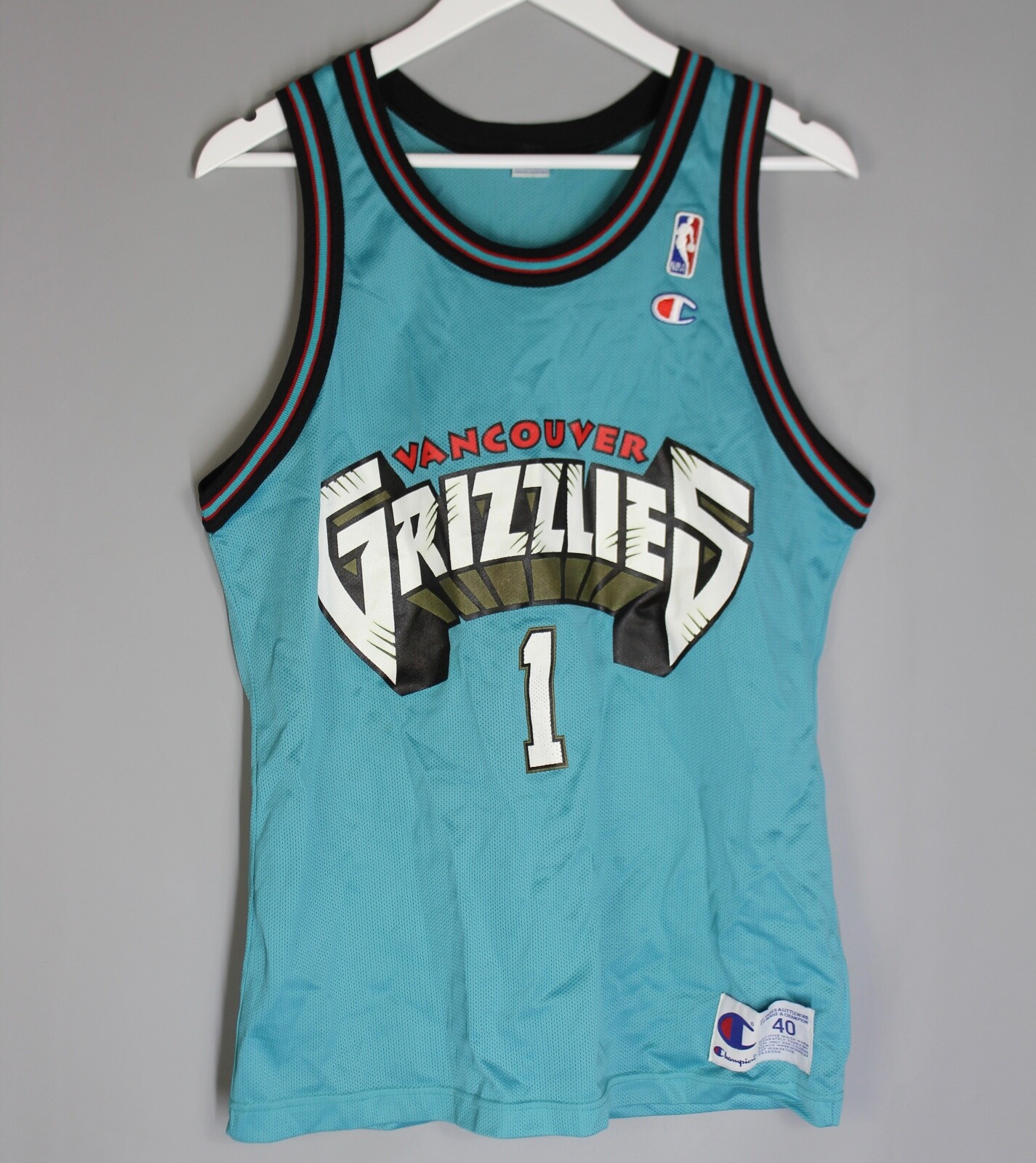 VINTAGE 1995 VANCOUVER GRIZZLIES #1 JERSEY CHAMPION MENS