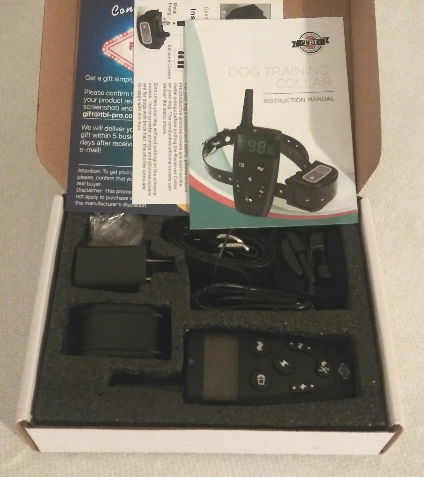 TBI Pro Dog Training Collar, Rechargeable, Waterproof, One Dog, 3 Mode, 1600'