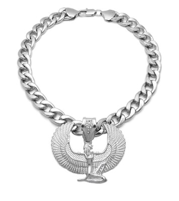 New Maat Egyptian Goddess Pendant 11mm/18'' or 20'' Cuban Chain Necklace RC3874