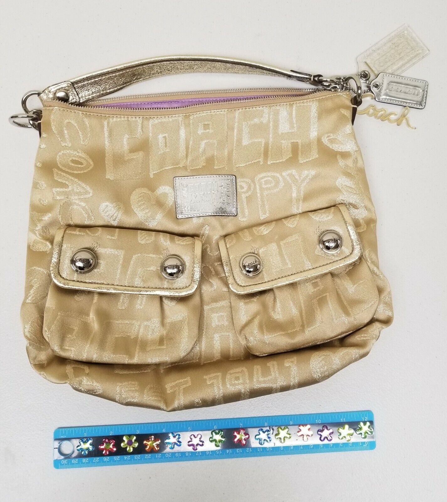 Authentic COACH Poppy #15304 Gold Leather & Gold Sparkle Authentic COACH Poppy #15304 Gold Leather & Gold Sparkle