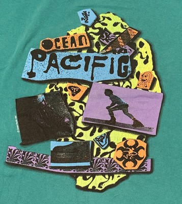 Vintage Rare 1992 Ocean Pacific single stitch Turquoise T Shirt Rollerblade