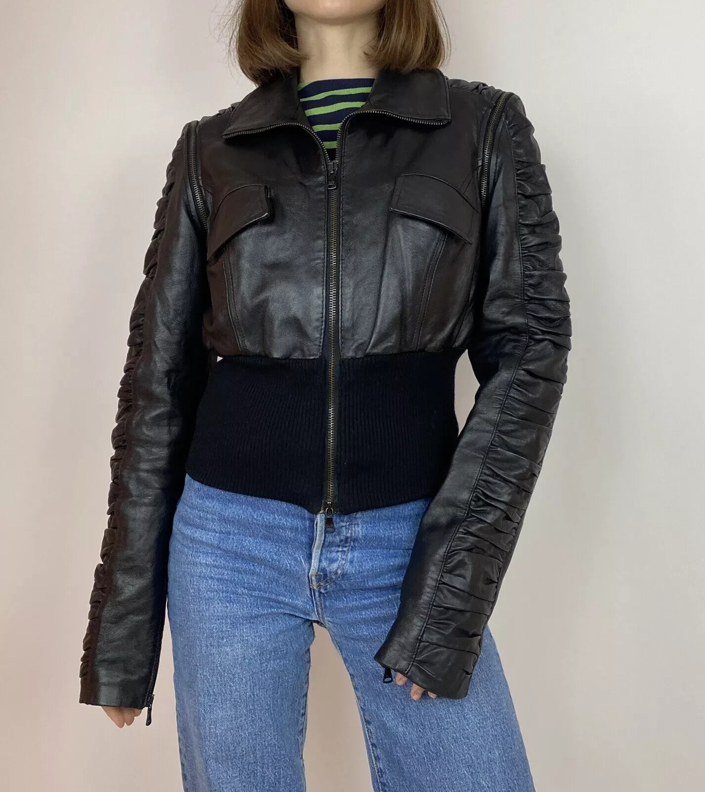 Vintage D&G Dolce & Gabbana y2k Leather Transformer Jacket