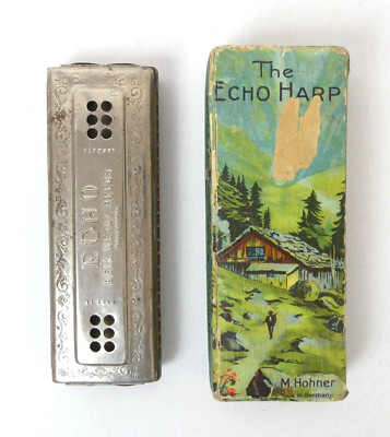 Vintage Harmonica ''THE ECHO HARP'' Hohner Germany w/Box