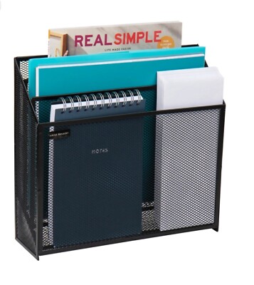 Vertical File Storage Desktop Organizer Workspace Office Metal Mesh