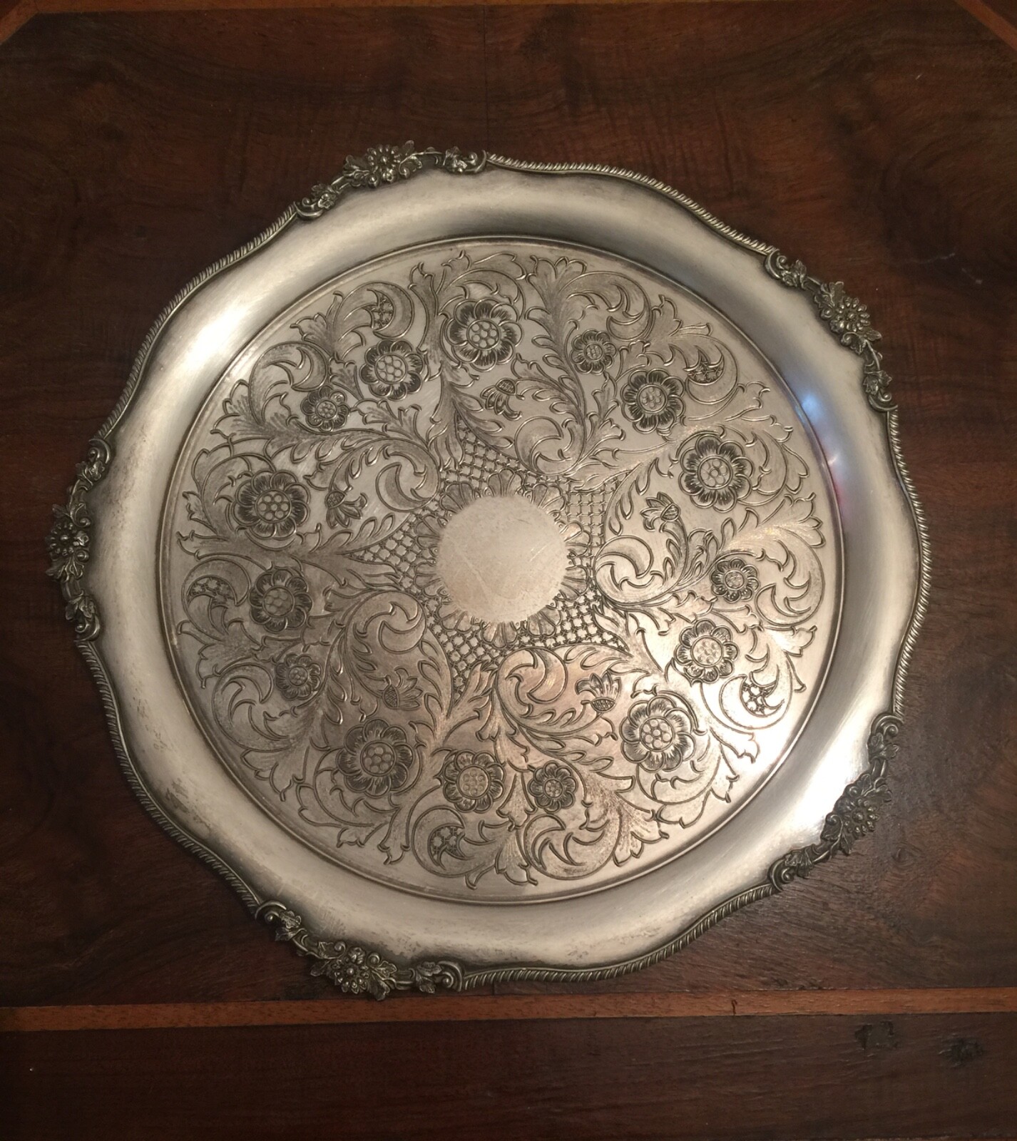 Alpha Plate Vintage Silver Tray Viners Of Sheffield Chased Alpha Plate Vintage Silver Tray Viners Of Sheffield Chased