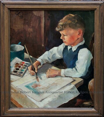 BLECHSCHMIDT ''Der junge Maler'' Ölbild mit Rahmen von 1934