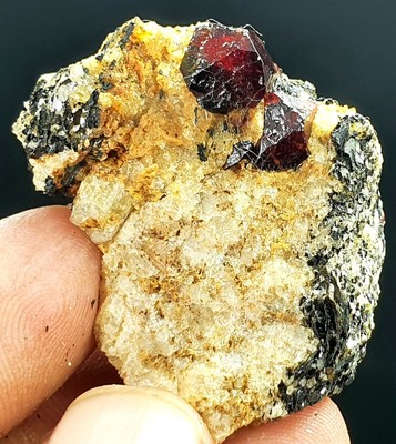 28 Gram Natural Dark Red Zircon Crystal On Matrix Specimen From Skardu Pakistan