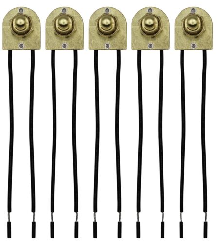 5 Pack of Metal Push On/Off Switches, single circuit, 3A-120V, 6" Stripped Wires