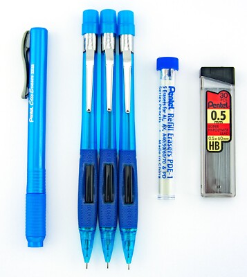 Pentel Quicker Clicker Lot 0.5mm Mechanical Automatic Pencils Clic Refill Eraser