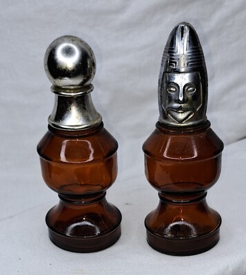2 Vintage Avon Chess Pieces After Shave Bottles Bishop And Pawn  Empty