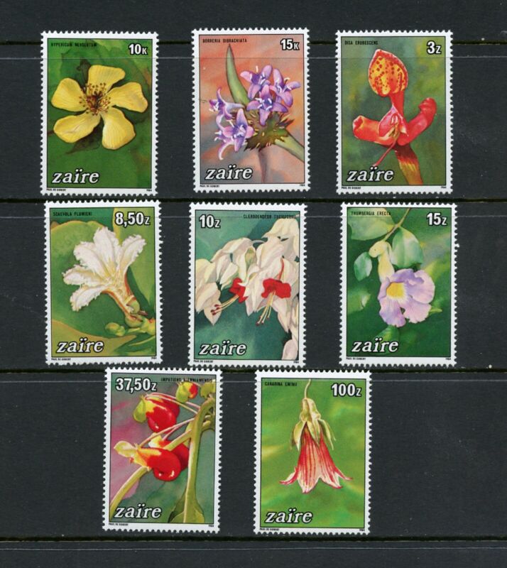 C121  Zaire/Congo  1984  flora flowers   8v.  MNH