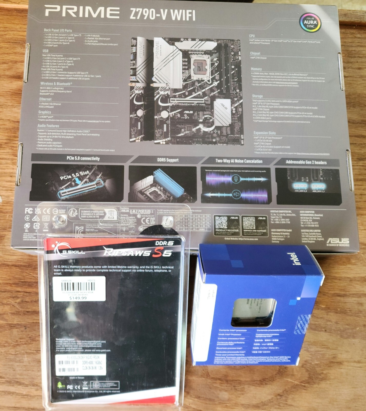 Intel i912900K ASUS Z790V Prime WiFi DDR5 G.Skill Ripjaws S5 32GB