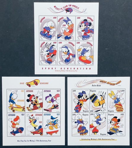 ディズニー　スタンプアート GUYANA MICKEY'S 70TH ANNIV YEAR DISNEY STAMPS SS SET 1999