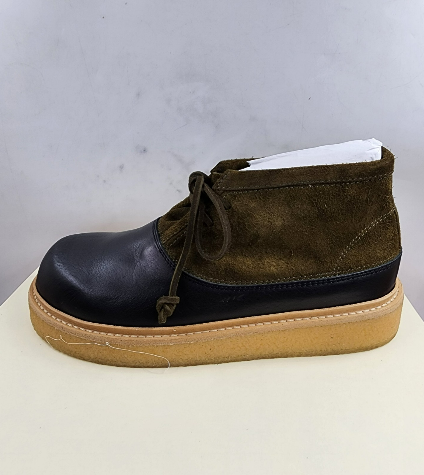 Marni Logo-Tag Leather Ankle Boots Men's 41/8US Black/Olive Round Toe Colorblock - Picture 12 of 16