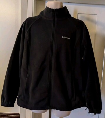 Womens Columbia Black Fleece Full Zip Jacket Size 2X Coat EUC