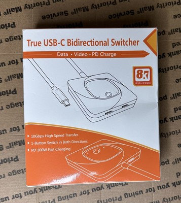 True USB-C Bidirectional Switcher, Data-Video-PD Charge. 8K Ultra HD Display.