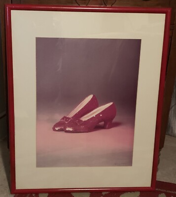 Signed Kenn Duncan The Ruby Slippers Judy Garland Wizard Of Oz Red Shoes 32x26 