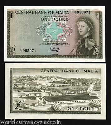 マルタ共和国紙幣 1ポンド1967年発行 エリザベス女王2世 1 Pound - Elizabeth II (Law of 1967) - Malta – Numista