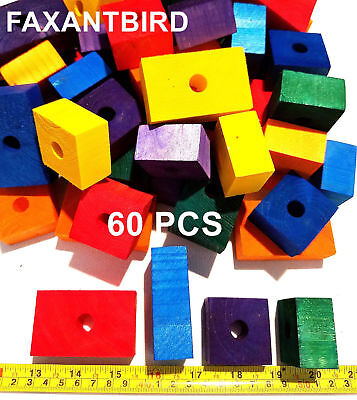 Wooden Colored 60 Large Wood Blocks Bird Parrot Toys african grey cockatoo macaw