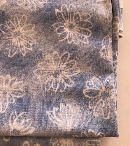 Cotton Fabric Blue Floral 1 3/4 Yds Sewing Quilting Crafts