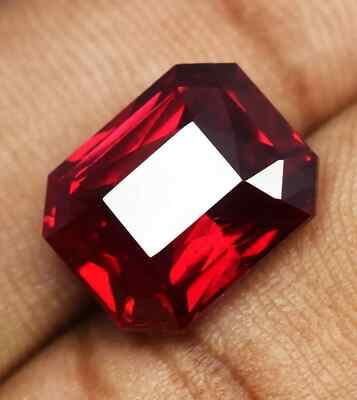 AAA 10 Ct Natural Flawless Mozambique Red Ruby Emerald Cut Loose Gemstone