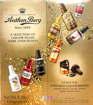 Anthon Berg Dark Chocolate Liqueur Liquor filled Bottles 64 ct 2.2 lb ''NEW'' 2024
