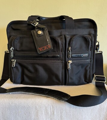 Tumi Alpha Ballistic Expandable Black Nylon Briefcase Laptop Bag