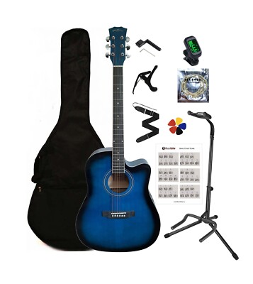 Acoustic Guitar for Beginners, Students Blue 41'' Full size SPS372 Full Package