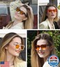 Eyekepper 4 Pack Ladies Computer Glasses Oversized Square Design Blue Light Filter Readers Orange Tinted +1.25